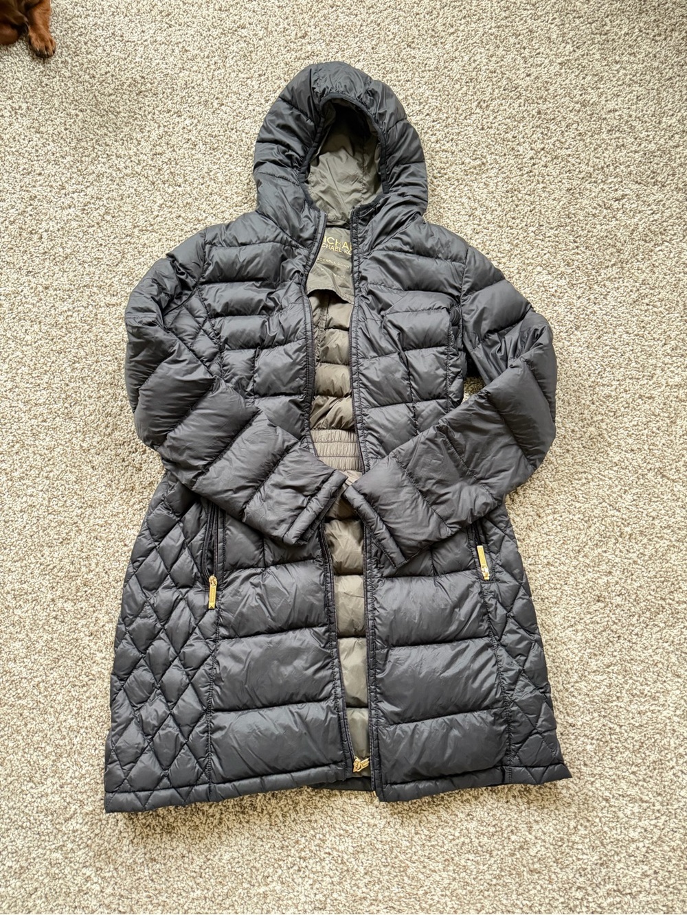 Michael Kors Black Quilted Hooded Long Puffer Coat